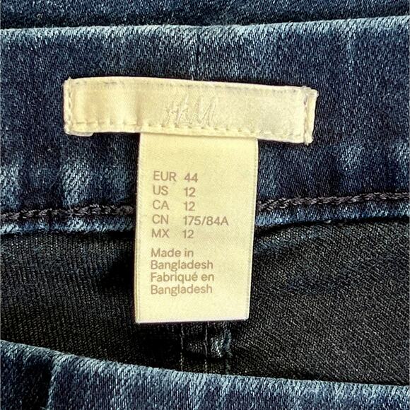 H&M Skinny Elastic Waist Jeans Women's US Size 12 Blue Dark Wash Mid Rise Denim - Picture 6 of 6